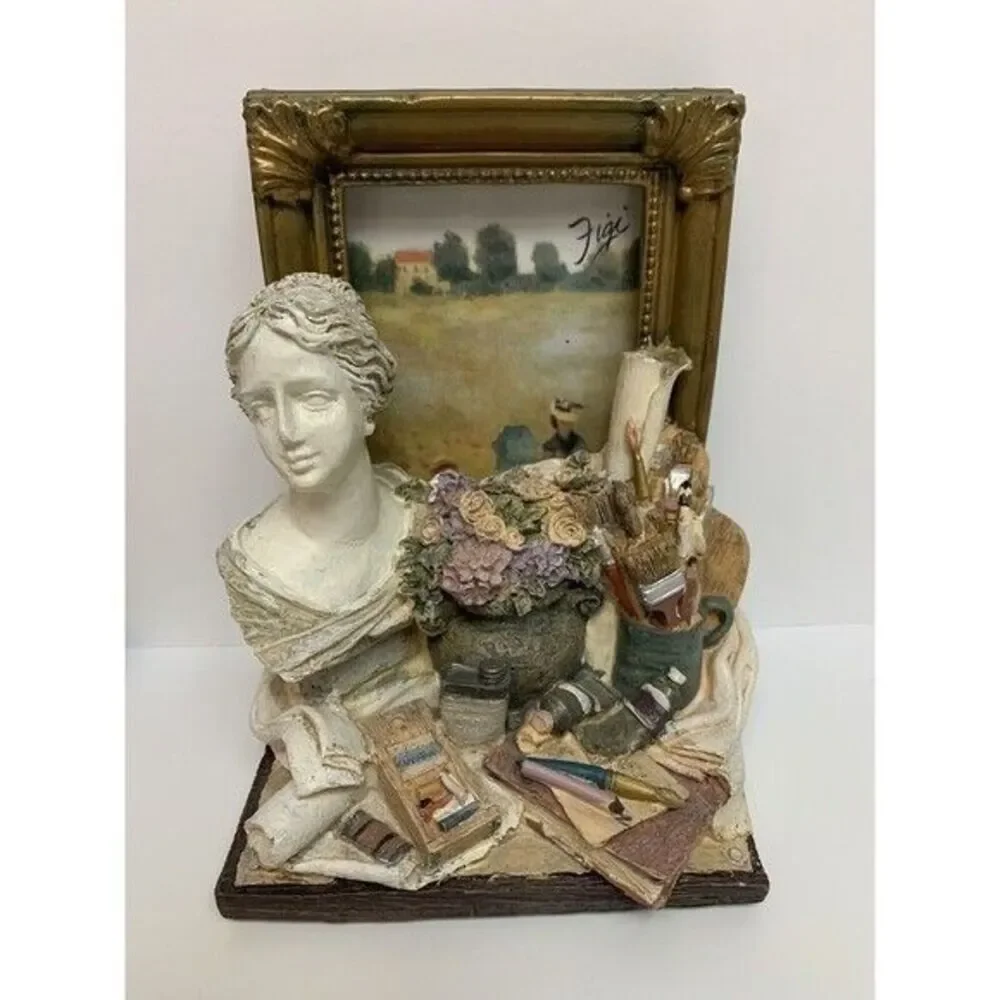 Figi Graphics Bookends Picture Frames Beige Still Life Artist Roman Busts